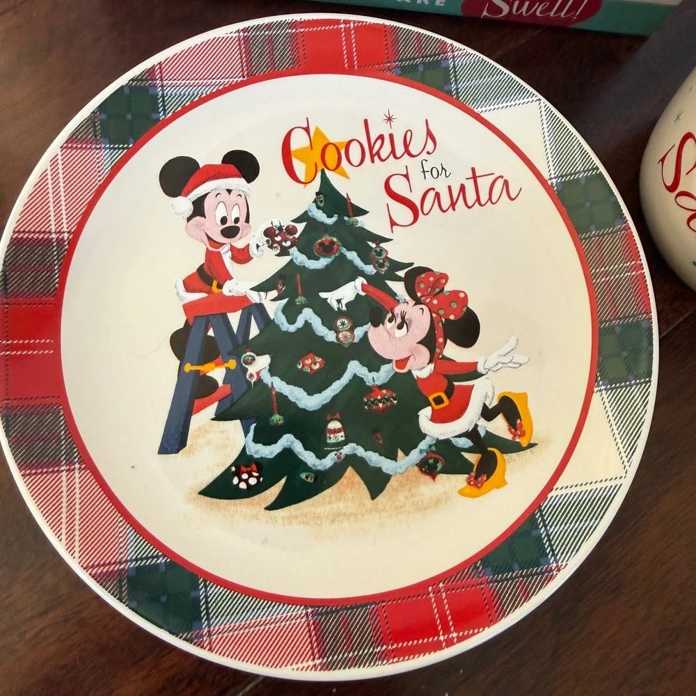 Disney Parks Cookies for Santa‎ Plate & Milk Mug Set Mickey Minnie Christmas